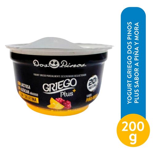 Yogurt Dos Pinos, Griego piña y mora -200g