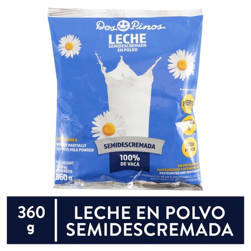 Leche Dos Pinos Semidescremada En Polvo Instantánea, Enriquecida Con Hierro, Vitamina A Y Ácido Fólico - 360g