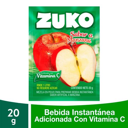 Bebida En Polvo Instantánea Marca Zuko Sabor Manzana, Con Vitamina C - 20g