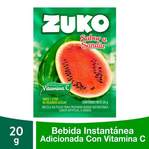 Bebida En Polvo Instantánea Marca Zuko Sabor Sandía, Con Vitamina C - 20g