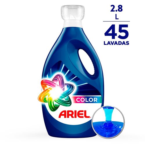 Detergente Líquido Ariel Color remueve manchas y cuida el color para ropa blanca y de color 45 lavadas -2,8 L