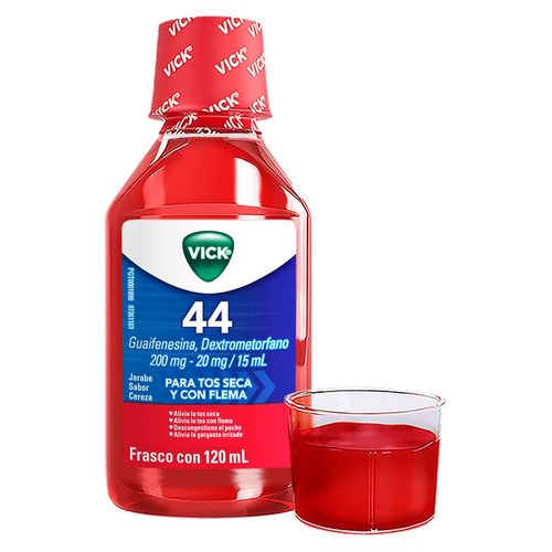 Jarabe Vick 44 para tos seca y con flema sabor cereza -120ml