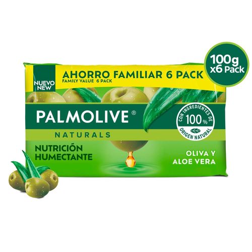 Jabón Corporal Palmolive, Naturals Oliva y Aloe, 6 Pack -600 g