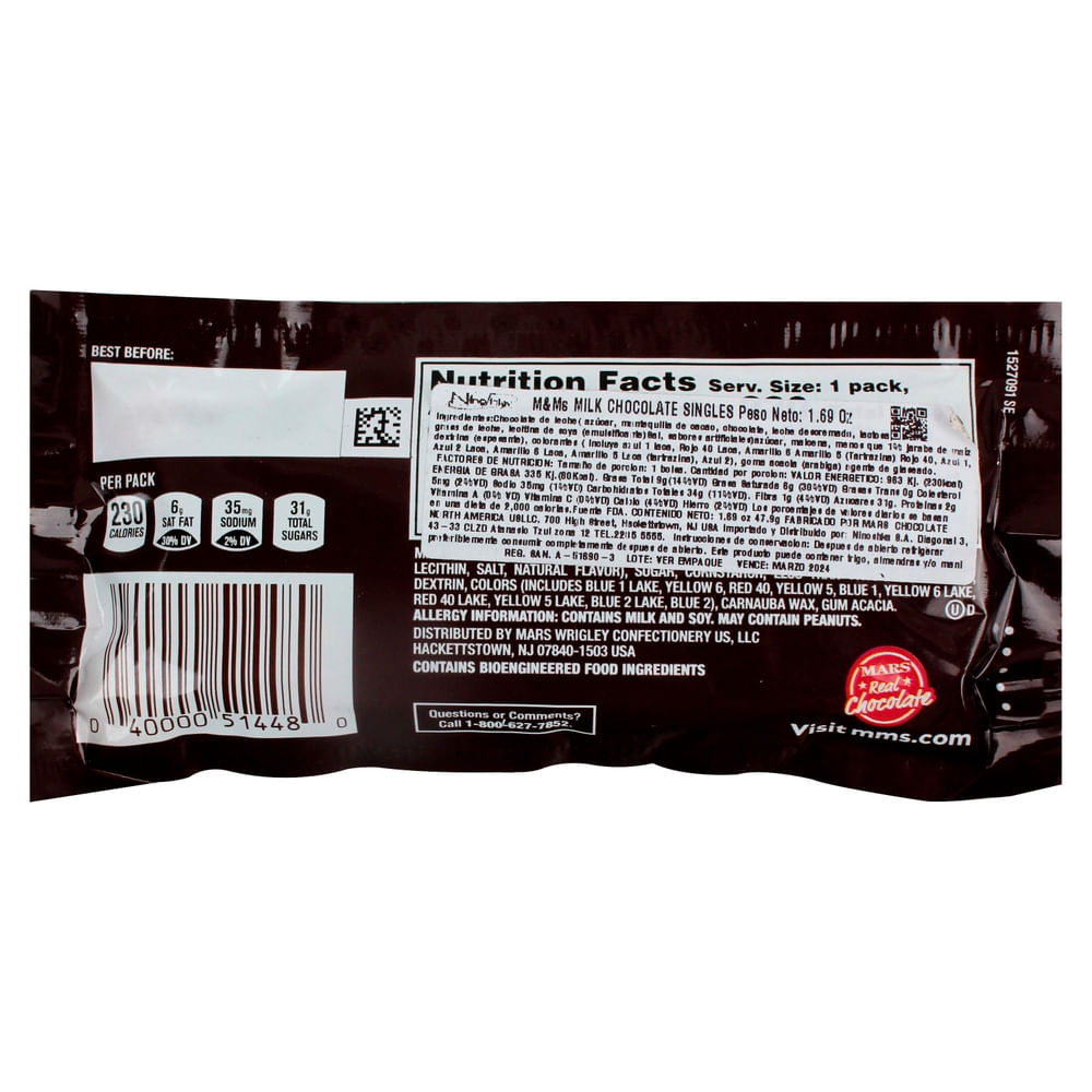 Comprar Chocolate M&M's con leche - 47.9 g | Walmart Costa Rica