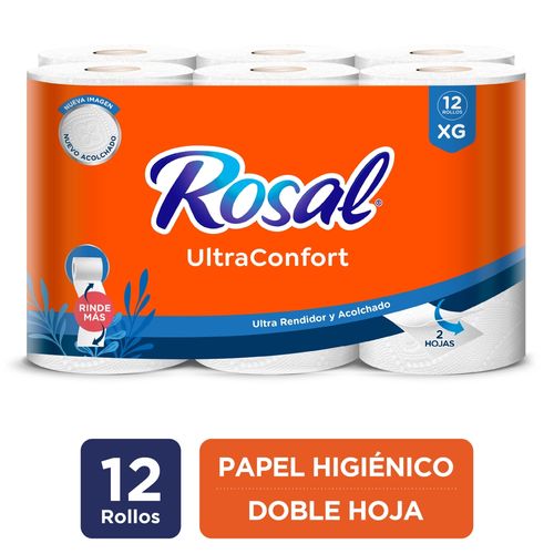 Papel Higiénico Rosal Plus Doble Hoja 12 Rollos XG