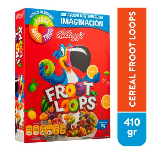 Cereal Kellogg's® Froot Loops® Sabor Original - Aritos de Maíz, Trigro y Avena con Sabor a Frutas - 1 Caja de 410gr