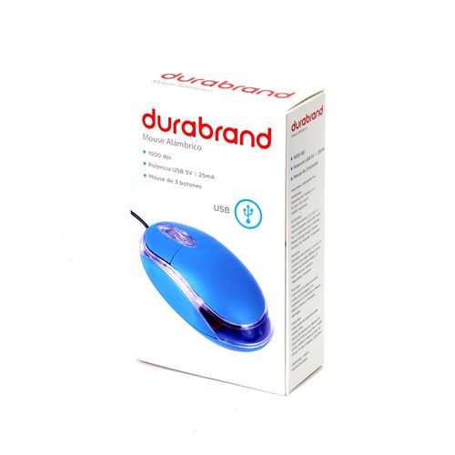 Mouse Durabrand Alambrico 3 Botones 1000Dpi Modelo INT-WDM2BB