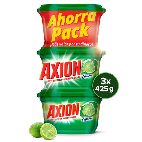 Lavaplatos Axion arrancagrasa en pasta aroma limón 3 pack - 425 g