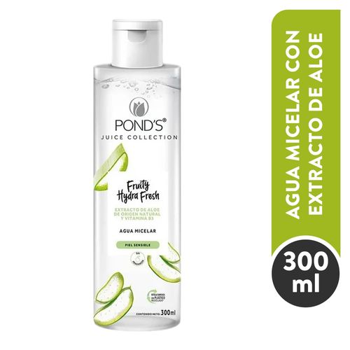 Agua micelar Pond's hidratante aloe y sin fragancia para piel sensible - 300 ml