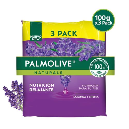 Jabón Corporal Palmolive Naturals Nutrición Relajante Lavanda Y Crema 3 Pack -300g