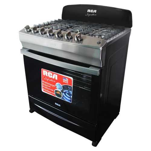 Cocina RCA negra con copete 30 pulgadas