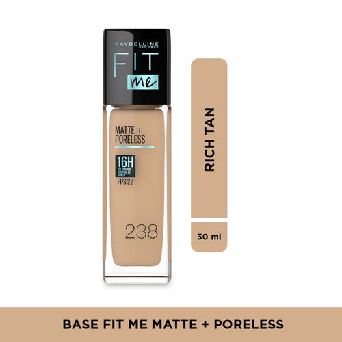 Base Fit Me Matte Poreless Maybelline NY Tono Rich Tan 238 30 ml