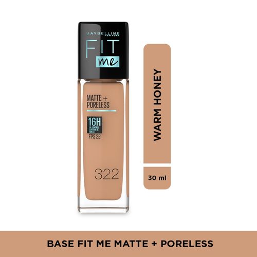 Base Fit Me Matte Poreless Maybelline NY Tono Warm Honey 322 30 ml