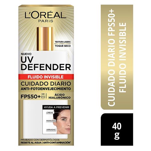 Protector Solar L'Oréal París UV Defender Fluido Invisible FPS 50 - 40 g