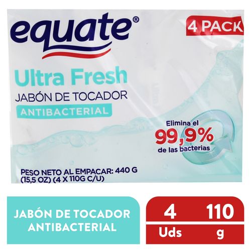 Jabón de tocador Equate antibacterial ultrafresh 4 pack - 440 g