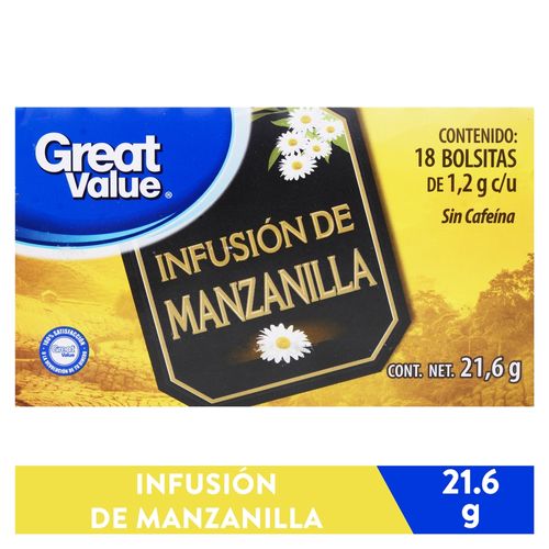 Té manzanilla Great Value 18 Uds - 21.6 g