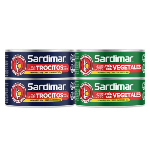 4 Pack Atún sardimar trocitos y vegetales