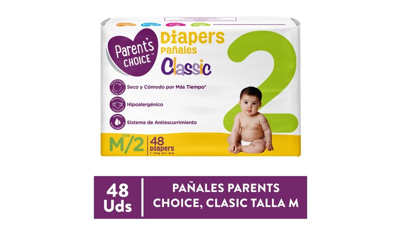 Comprar Pañales Parents Choice Classic Talla M/2 48 uds