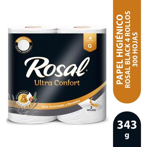 Papel Higiénico Rosal Black 4 Rollos 300 Hojas - 343 G