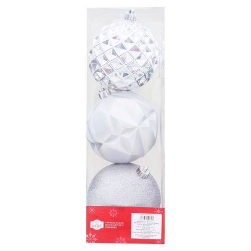 Esferas Holiday Time color plateado -150 mm/ 3uds