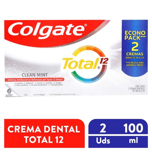 Pasta Dental Colgate Total Clean Mint Prevención Activa 2x - 100 ml