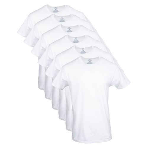 6 Pack Camiseta  George  blanca clásica 100% algodón Cuello redondo talla S