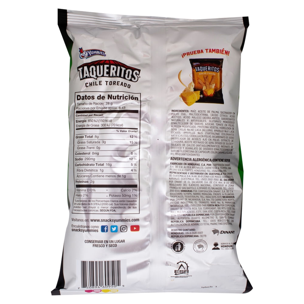 Comprar Taqueritos Yummies Chile Toreado - 180 g | Walmart Costa Rica ...