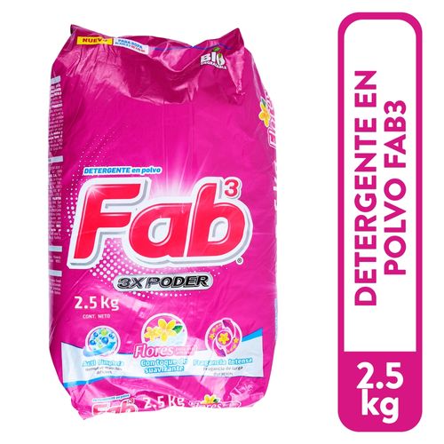 Detergente en polvo Fab 3 fragancia intensa con suavizante - 2.5 kg