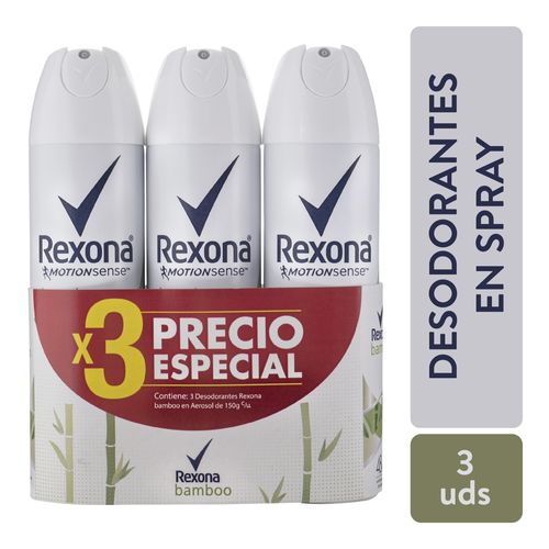 Desodorante Rexona Dama Bamboo Y Aloe Vera Aerosol 3 Pack - 150ml