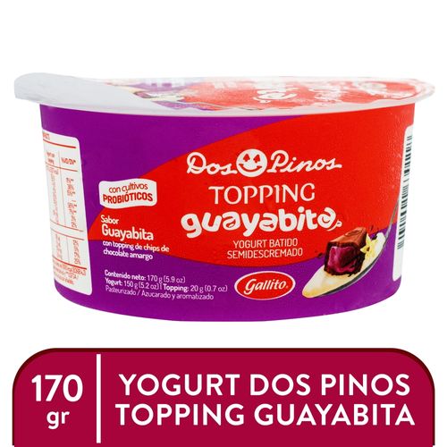 Yogurt Dos Pinos Topping Sabor Guayabita, Semidescremado Con Probióticos - 170g