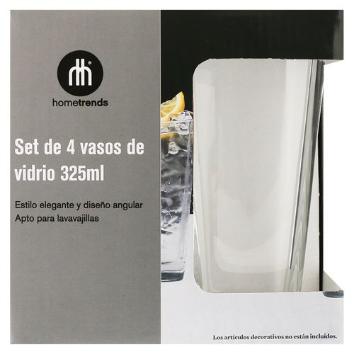 Vasos Home Trends de vidrio 4 uds -325 ml