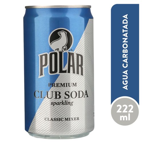 Agua carbonatada Polar club soda classic mixers en lata - 222 ml