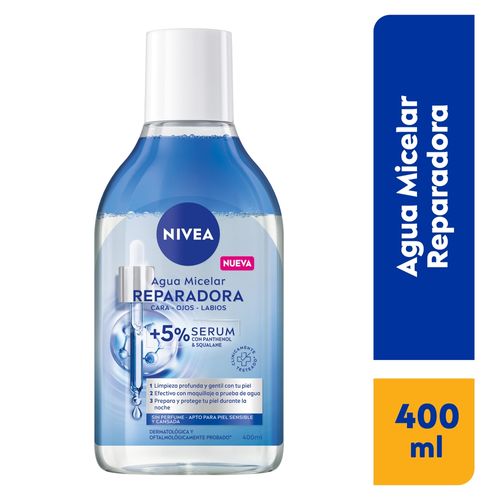 Agua micelar Nivea reparadora cara ojos labios - 400 ml