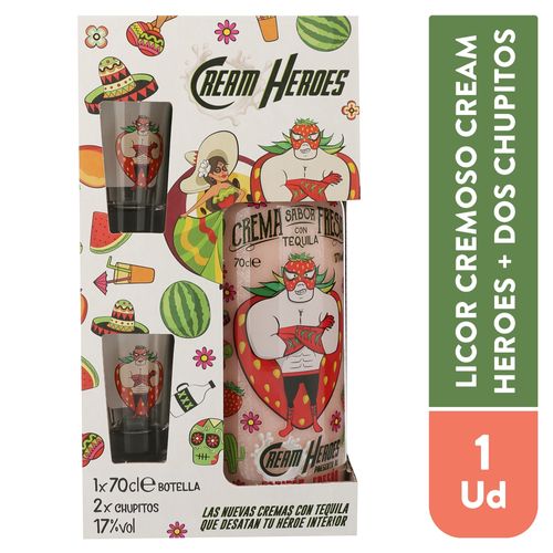 Crema y Tequila Cream Heroes Fresa + 2 shots - 700 ml