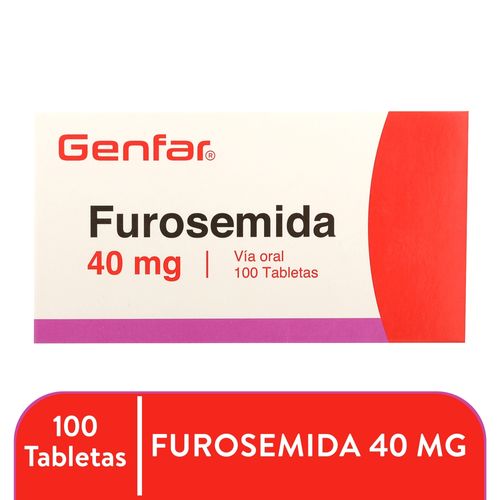 Furosemida Genfar 40 mg caja 100 tabletas - Precio indicado por tableta