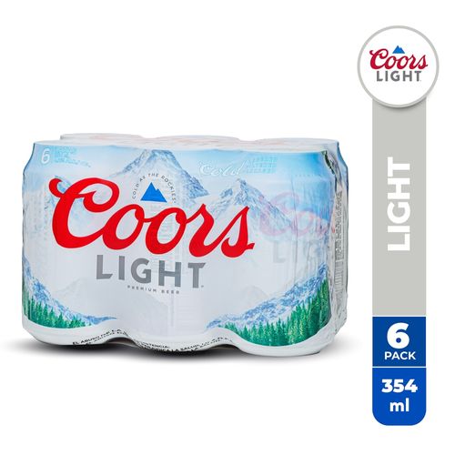 6 Pack Cerveza Coors Light Lata -2124 ml