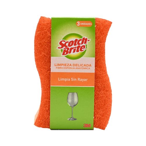 Esponja Scotch-Brite Limpieza Delicada Cero Rayas Cocina -3Uds