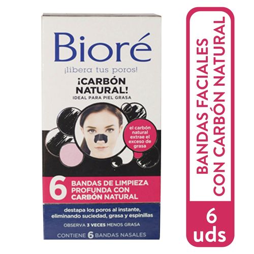 Bandas Biore de limpieza profunda carbón natural - 6 Uds