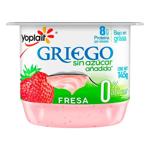 Yogurt Yoplait griego batido sin azúcar sabor fresa - 145 g