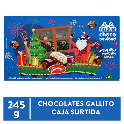 Chocolates Gallito caja surtida más tapita navideña - 245 g