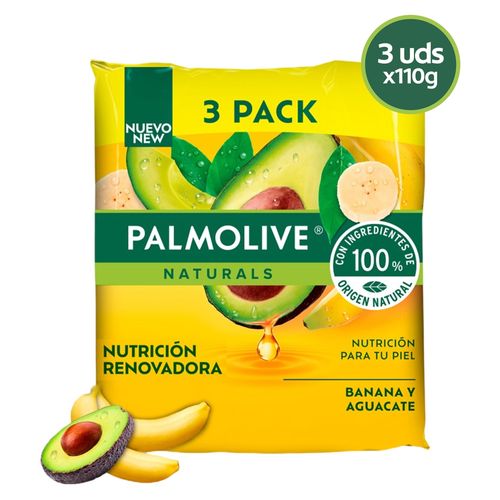 Jabón Corporal Palmolive Naturals Nutrición Renovadora Banana Y Aguacate 3 Pack -300g
