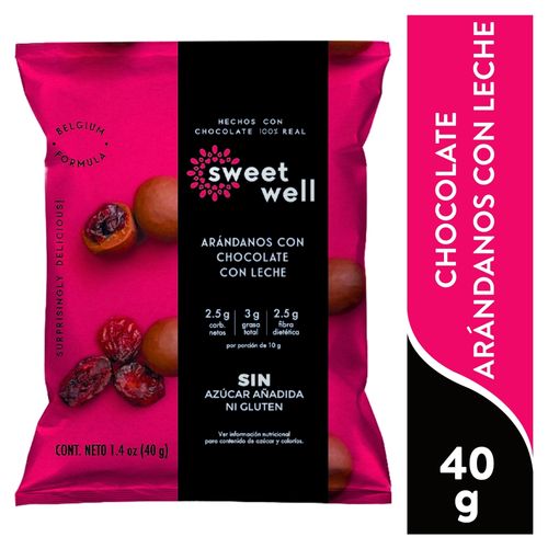 Chocolate Sweet Well con arándano sin azucar bolsa -40 g