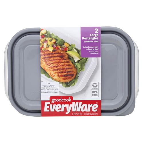 Juego De Recipientes Good Cook Plásticos Rectangular - 2 uds