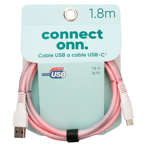 Cable Onn WIAPNK100075572 rosado USB tipo C 1 m con luz