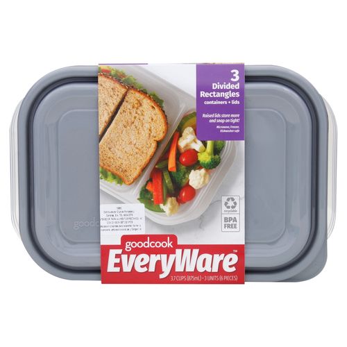 Recipientes con Division Rectangular - 3 uds