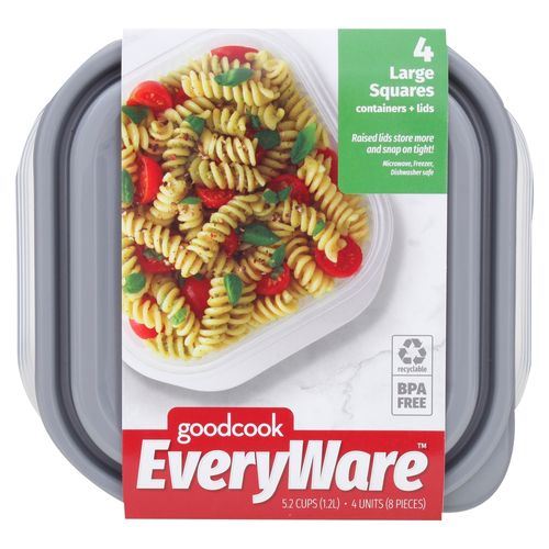Recipientes Good Cook Grandes Cuadrados 4 Pack