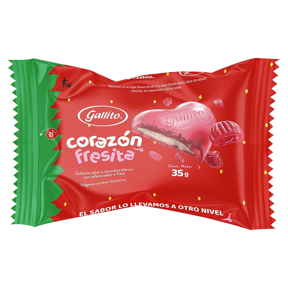 Chocolate Gallito corazon fresita -35 g - Maxipalí | Costa Rica