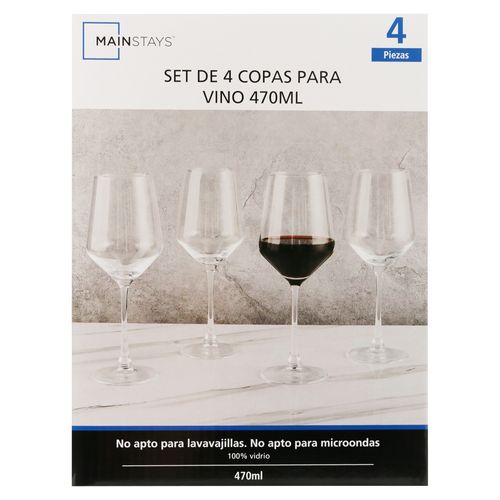 Copas de vidrio Mainstays para vino 4 uds -470 ml