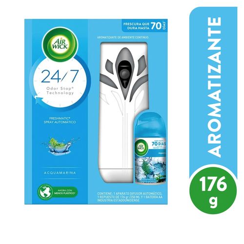 Aromatizante Ambiental Air Wick Freshmatic Acquamarina Aparato + Repuesto -250ml