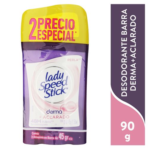 Desodorante Antitranspirante Lady Speed Stick Derma + Aclarado Perla Barra 45 g 2 Pack